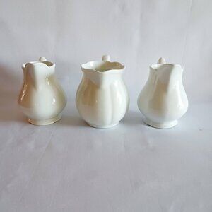 Lot of 3 White Ceramic Handled Creamers/Pitchers